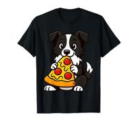 Carino Border Collie godendo di una grande fetta di pizza Maglietta