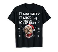 Carino Border Terrier Cane Natale Naughty Nice Tried my Best Maglietta