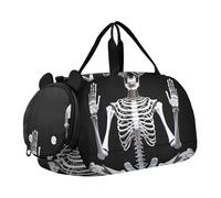 Carino Boston Terrier Dog Travel Duffle Bags Ragazze Tote Borse Durante La Notte Del Bambino Dei Bambini Bagagli Sport Bag Ragazzi Carry on Duffel, Teschio Seduto, classico