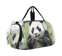 Carino Boston Terrier Dog Travel Duffle Bags Ragazze Tote Borse Durante La Notte Del Bambino Dei Bambini Bagagli Sport Bag Ragazzi Carry on Duffel, Panda carino mangiare cibo, classico