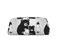 Carino bottiglia di latte orso leggero portatile in pelle con cerniera penna caso 20,5 x 5,5 x 8 cm per ufficio viaggio trucco borsa di immagazzinaggio, Oro, Taglia unica, Portamonete