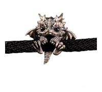 Carino braccialetto drago d'argento,Braccialetto drago d'argento regolabile,Braccialetto con drago vintage,Bracciale in corda di drago intrecciato,Braccialetto drago personalizzato (nero)