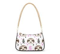 Carino bradipo facce bianco spalla borsa estetica per le donne piccolo Hobo borsa tracolla catena cerniera carino borse