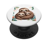 Carino bradipo famiglia mamma e due bambini coccole PopSockets PopGrip Adesivo