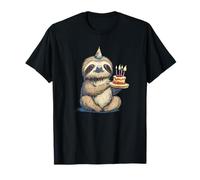 Carino bradipo seduto con torta di compleanno costume per feste Maglietta