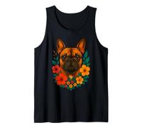 Carino Bulldog francese cane e fiori floreale animale domestico primavera estate Canotta