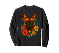 Carino Bulldog francese cane e fiori floreale animale domestico primavera estate Felpa