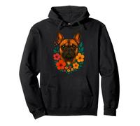 Carino Bulldog francese cane e fiori floreale animale domestico primavera estate Felpa con Cappuccio