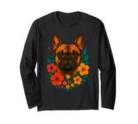 Carino Bulldog francese cane e fiori floreale animale domestico primavera estate Maglia a Manica