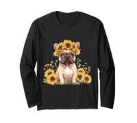 Carino Bulldog francese Girasole Corona Estate Fawn Frenchie Cane Maglia a Manica