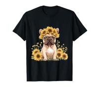 Carino Bulldog francese Girasole Corona Estate Fawn Frenchie Cane Maglietta