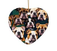carino bulldog inglese stampa natale ornamenti in ceramica albero di Natale porcellana appeso per casa ufficio decorazione regali