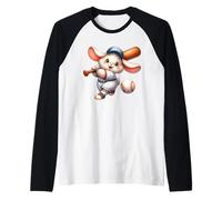 Carino Bunny Baseball Player Cartoon Kawaii Pastella Maglia con Maniche Raglan