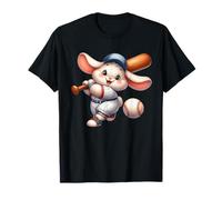 Carino Bunny Baseball Player Cartoon Kawaii Pastella Maglietta