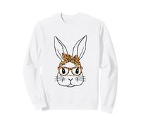 Carino Bunny Coniglio Face Leopard Print Occhiali Happy Easter Felpa