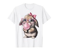 Carino Bunny Coquette Bow Bubblegum Occhiali Donne Ragazze Pasqua Maglietta