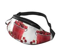 Carino cactus senza cuciture illustrazione Fanny Pack per uomo donna, moda regolabile petto borsa, viaggio sport camminare marsupio, Secchio Con Pieno Di Ciliegie, Taglia unica
