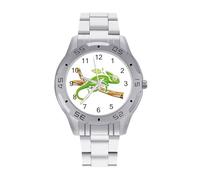 Carino Camaleonte su un ramo Uomo Business Watch Moda In Acciaio Inox Orologi Da Polso Personalizzato Facile Leggere Orologi per Le Donne