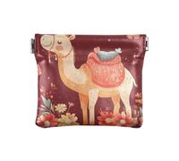 Carino Camel Borgogna Donna Piccola Pelle Cambiare Borsa Fancy Portamonete per Donne Ragazze