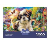 Carino cane 1000 Pezzi Insieme Di Puzzle Per Superare Una Sfida Considerevolmente Difficile Prato cuccioli Lassa Apso consigliato Dopo La Scuola E Per I Puzzle Più Popolari 52x38cm/1000pcs
