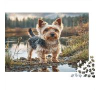 Carino Cane Animale Domestico Cartone Terrier vicino al Laghetto nella Foresta Puzzle Rompicapo Premium Decorativo Calza della Befana 70x50cm/1000 pezzi