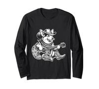 Carino Cane Corgi Cowboy Chitarra Musicista Western Musica Country Maglia a Manica