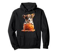 Carino Cane Corgi Gocciolante Zucca Halloween Felpa con Cappuccio