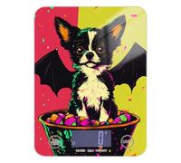 Carino cane di Halloween con ali di pipistrello Memphis Display LCD a colori Bilancia portatile per alimenti da 5 kg/5 g, bilancia che pesa in grammi con 4 unità per dimagrire espresso (batterie non