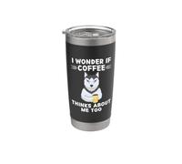 Carino cane husky kawaii mi chiedo se il caffè pensa anche a me Bicchiere termico in acciaio inox doppia parete