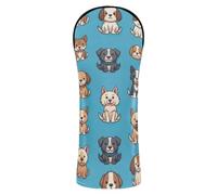 Carino Cani Blu Golf Head Covers per Uomini Donne PU Pelle Golf Club Copritesta con Numero Tag per Driver Legno ibrido
