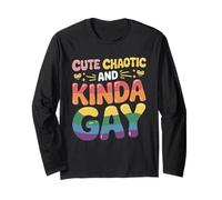 Carino caotico e un po 'gay LGBT-Q Pride mese bandiera colorata Maglia a Manica