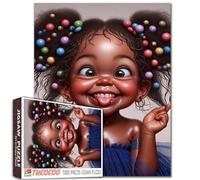 Carino capelli ricci bambina puzzle 1000 pezzi per adulto una bambina indossare un vestito blu e accessori per capelli impegnativo giochi di attività familiari intellettuale decompressione divertente