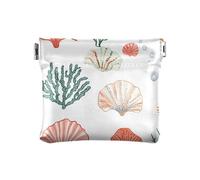 Carino capesante PU pelle piccola moneta impermeabile cambiamento portafoglio per donne ragazzi ragazze, Capesante carine, 4.33"(L) x 3.74"(W) x 0.39"(H), classico