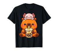Carino Capybara Bere Boba Kawaii Axolotl Bubble Tea Maglietta