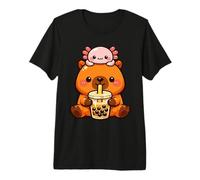 Carino Capybara Bere Boba Kawaii Axolotl Bubble Tea Maglietta Premium