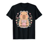 Carino Capybara Bere Bubble Tea Capy Amante degli Animali Maglietta
