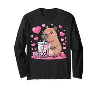 Carino Capybara Boba Tea Lover Kawaii Bubble Drink Maglia a Manica