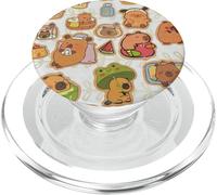 Carino Capybara Collage Rana E Cibo Divertente Capibara PopSockets PopGrip per MagSafe