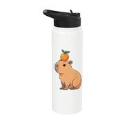 Carino Capybara con arancia sulla sua testa Capybara Lover Stainless Steel Insulated Water Bottle