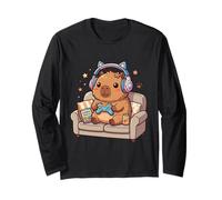 Carino Capybara Gamer Kawaii Gaming Estetico Chill Vibes Maglia a Manica