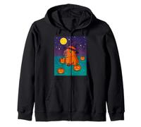 Carino Capybara Halloween Notte con Spooky Zucche Felpa con Cappuccio