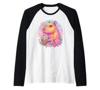 Carino Capybara Kawaii Anime Boba Bubble Tea Amante Ragazze Teen Maglia con Maniche Raglan