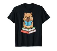 Carino Capybara Leggere Un Libro Animale Kawaii Anime Giapponese Maglietta