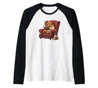 Carino Capybara Lettura Libro Rilassarsi Nerd Introverso Maglia con Maniche Raglan