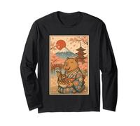 Carino Capybara Mangiare Takoyaki in Kimono Sakura Mt Fuji Giappone Maglia a Manica