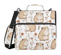 Carino Capybara Organizzatore Bianco Raccoglitore con Tracolla & Maniglia Laege Capacità 3,8 Pollici 3 Anelli Astuccio Portfolio Raccoglitore Accessori di Cancelleria