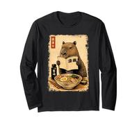 Carino Capybara Ramen Giapponese Kanji Edo Pittura Maglia a Manica