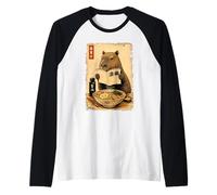 Carino Capybara Ramen Giapponese Kanji Edo Pittura Maglia con Maniche Raglan