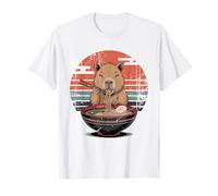Carino Capybara Ramen Graphic Tee Giapponese Kawaii Anime Noodle Maglietta
