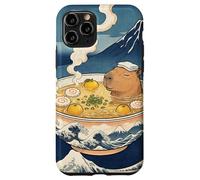 Carino Capybara Ramen Mt Fuji Ukiyo-e Grande Onda Arte Giapponese Custodia per iPhone 11 Pro